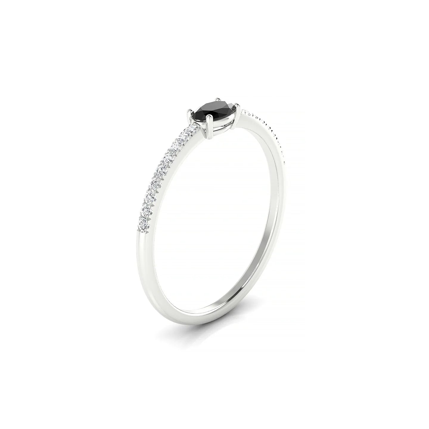 Horizon | 18k White Gold 5 x 3 mm Oval Black Diamond Ring