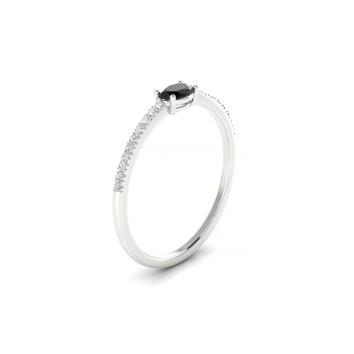 Horizon | 18k White Gold 5 x 3 mm Oval Black Diamond Ring