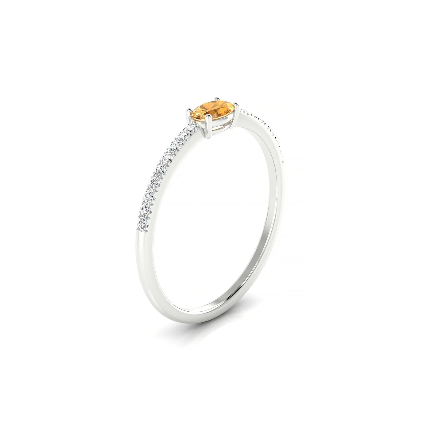 Horizon | 18k White Gold 5 x 3 mm Oval Citrine Ring