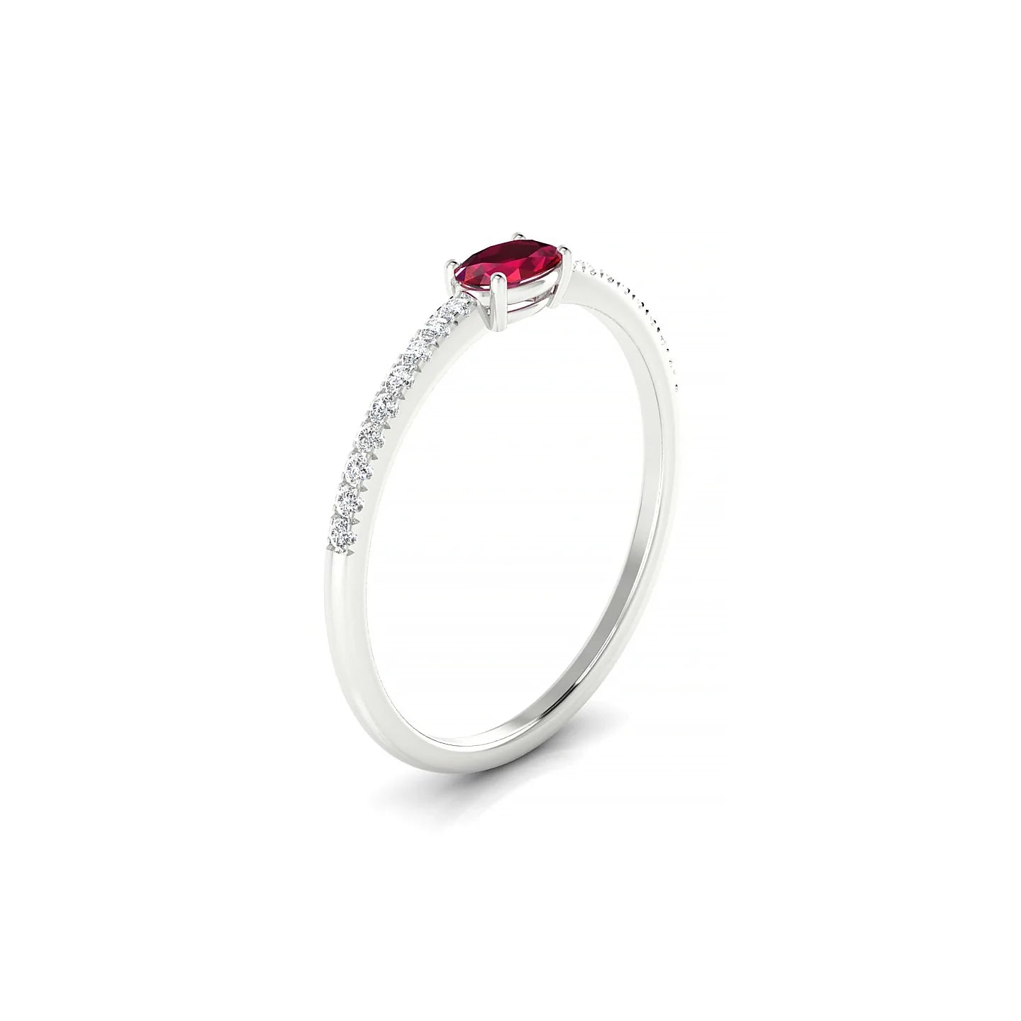Horizon | 18k White Gold 5 x 3 mm Oval Ruby Ring