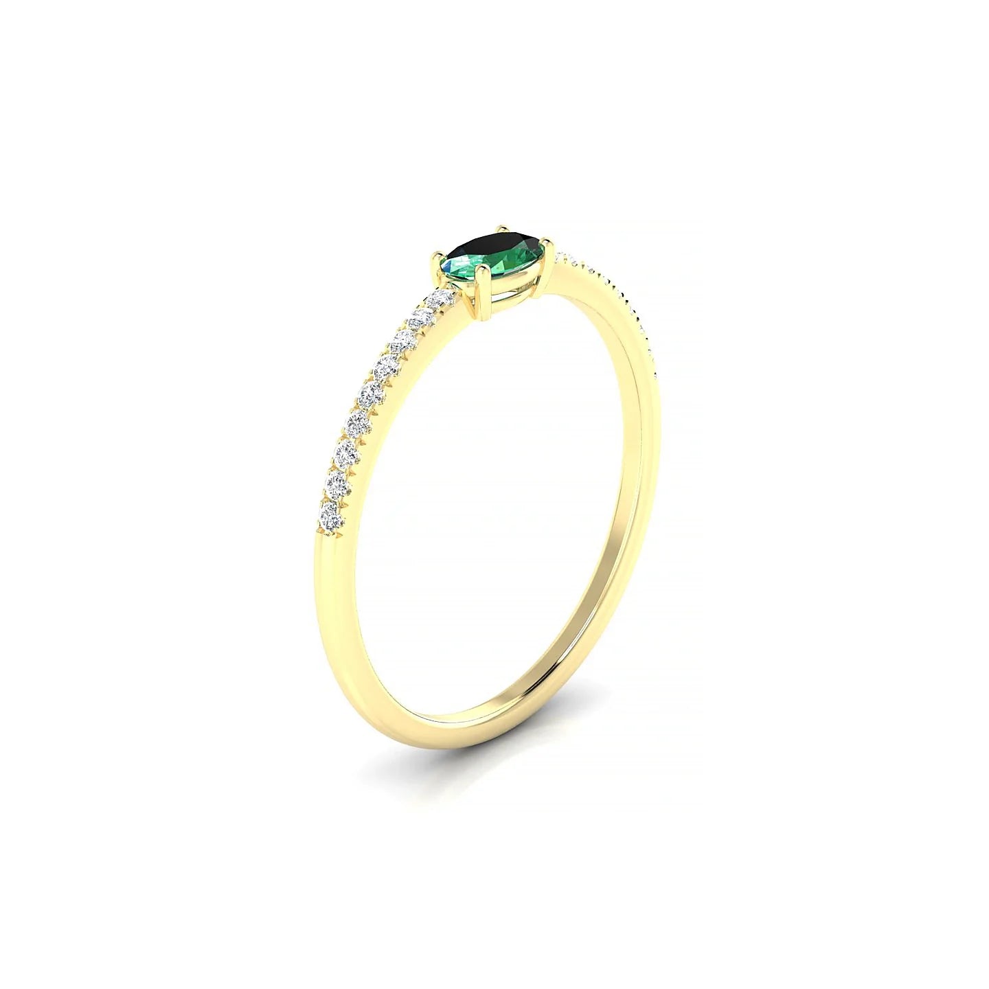 Horizon | 18k Yellow Gold 5 x 3 mm Oval Emerald Ring