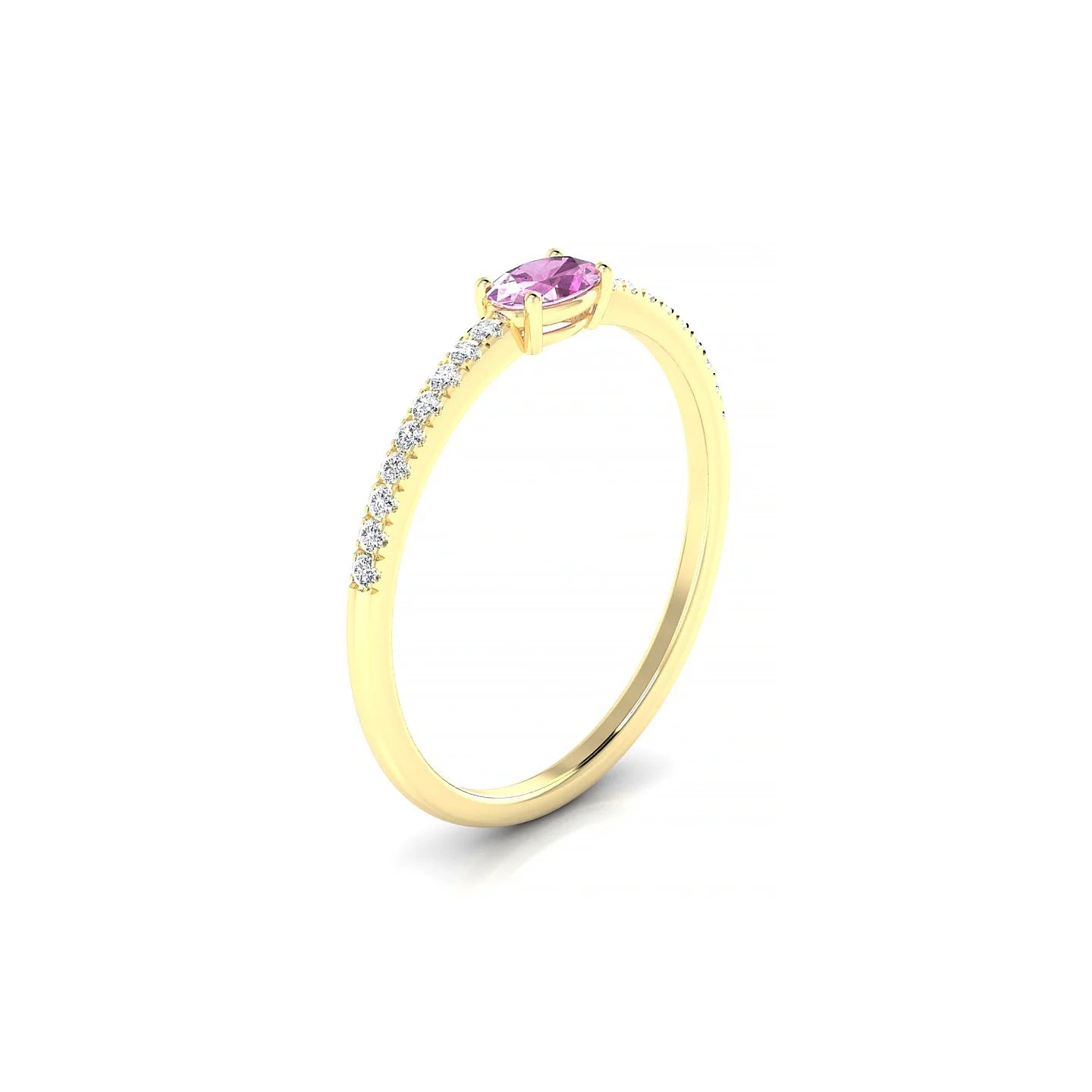 Horizon | 18k Yellow Gold 5 x 3 mm Oval Pink Sapphire Ring