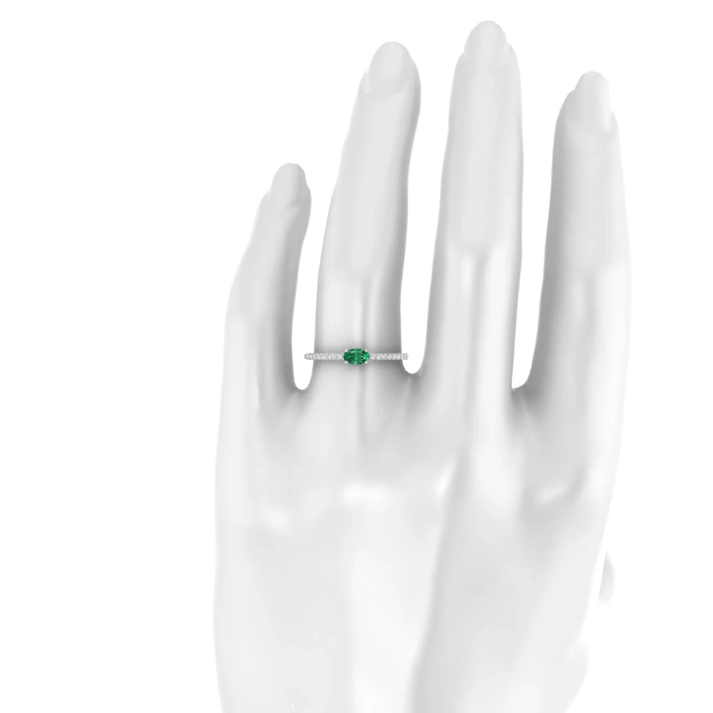 Horizon | 18k White Gold 5 x 3 mm Oval Emerald Ring