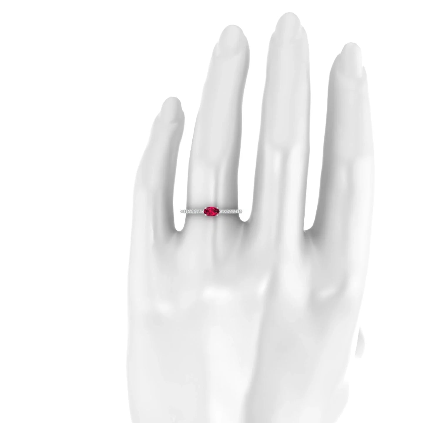 Horizon | 18k White Gold 5 x 3 mm Oval Ruby Ring