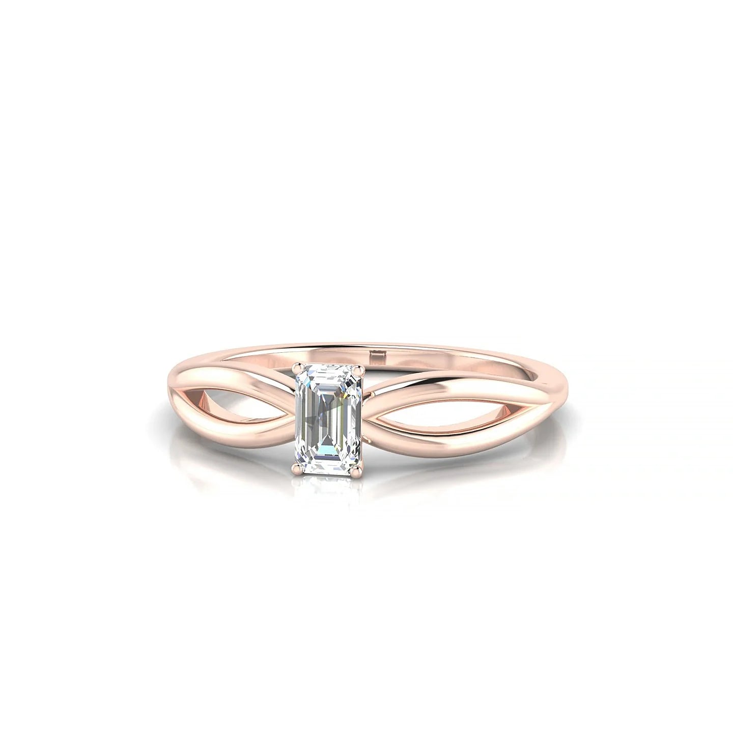 Interlude | 18k Rose Gold 5 x 3 mm Emerald Diamond Ring