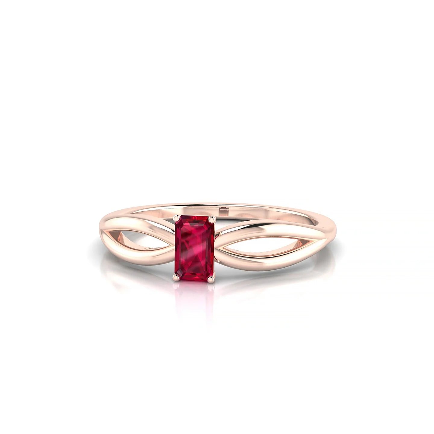 Interlude | 18k Rose Gold 5 x 3 mm Emerald Ruby Ring