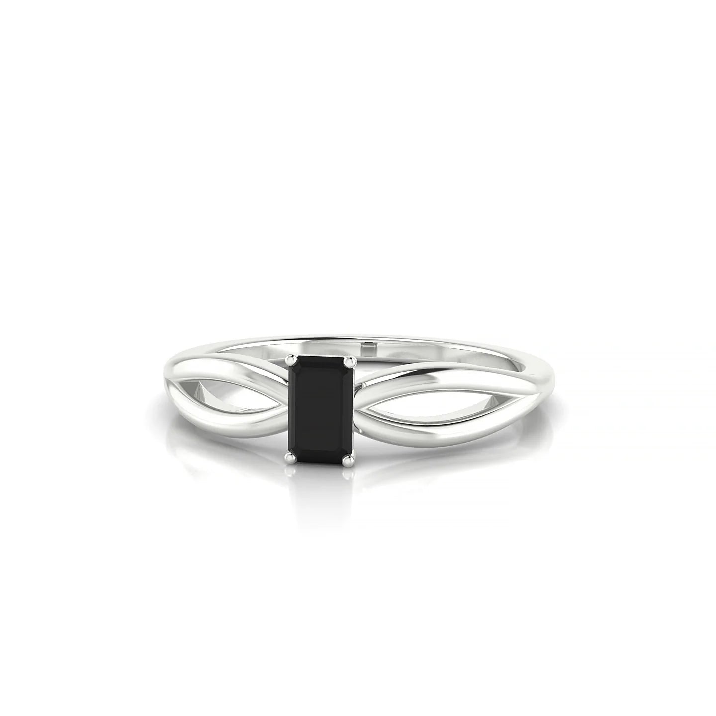Interlude | 18k White Gold 5 x 3 mm Emerald Black Diamond Ring