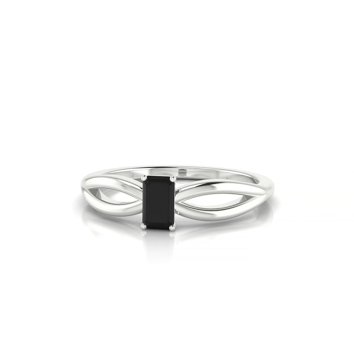 Interlude | 18k White Gold 5 x 3 mm Emerald Black Diamond Ring