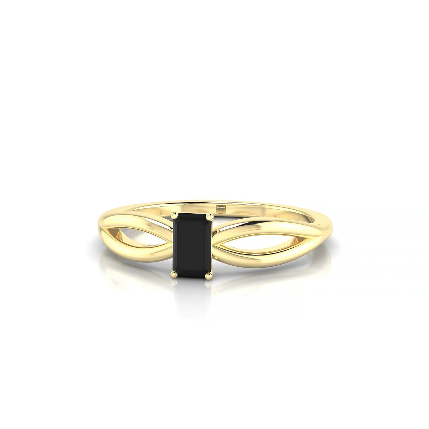 Interlude | 18k Yellow Gold 5 x 3 mm Emerald Black Diamond Ring