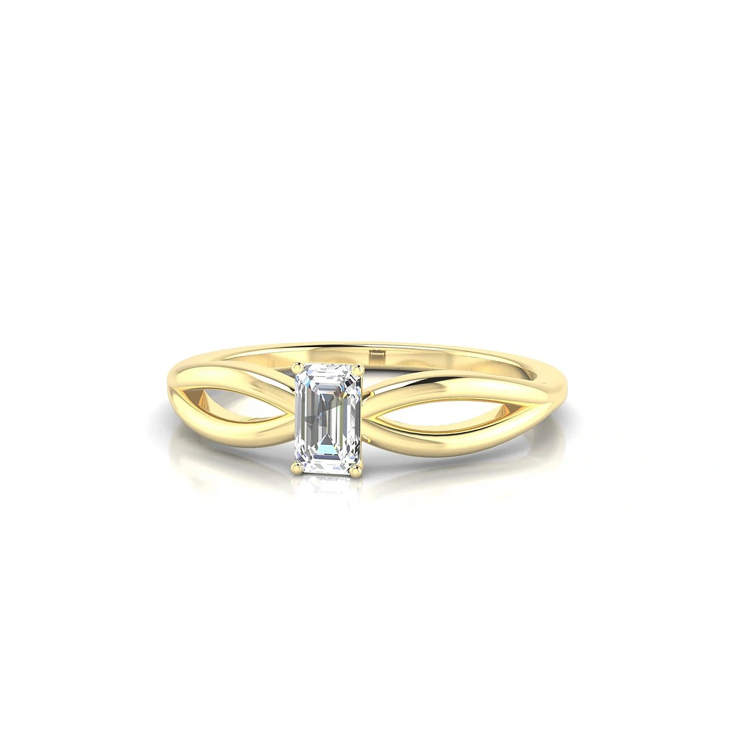 Interlude | 18k Yellow Gold 5 x 3 mm Emerald Diamond Ring