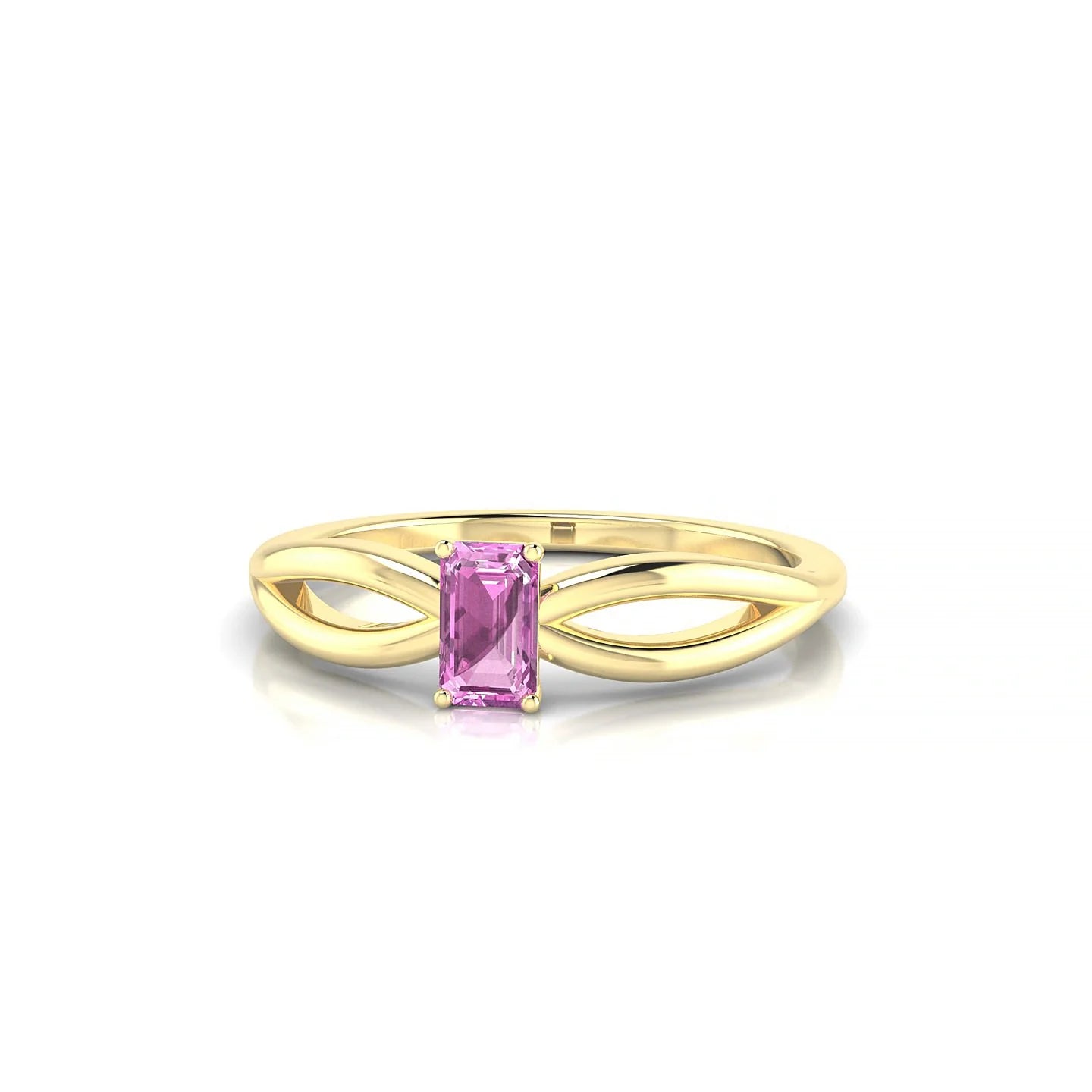 Interlude | 18k Yellow Gold 5 x 3 mm Emerald Pink Sapphire Ring