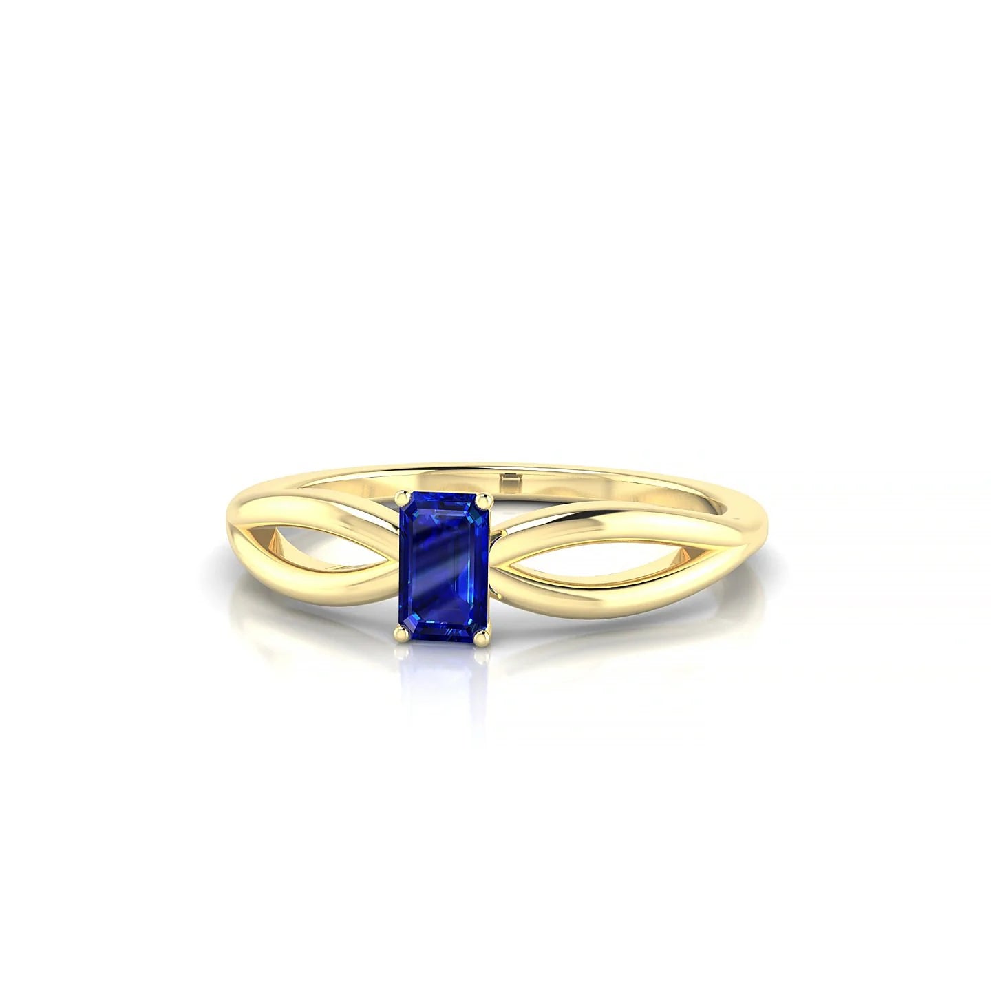 Interlude | 18k Yellow Gold 5 x 3 mm Emerald Sapphire Ring