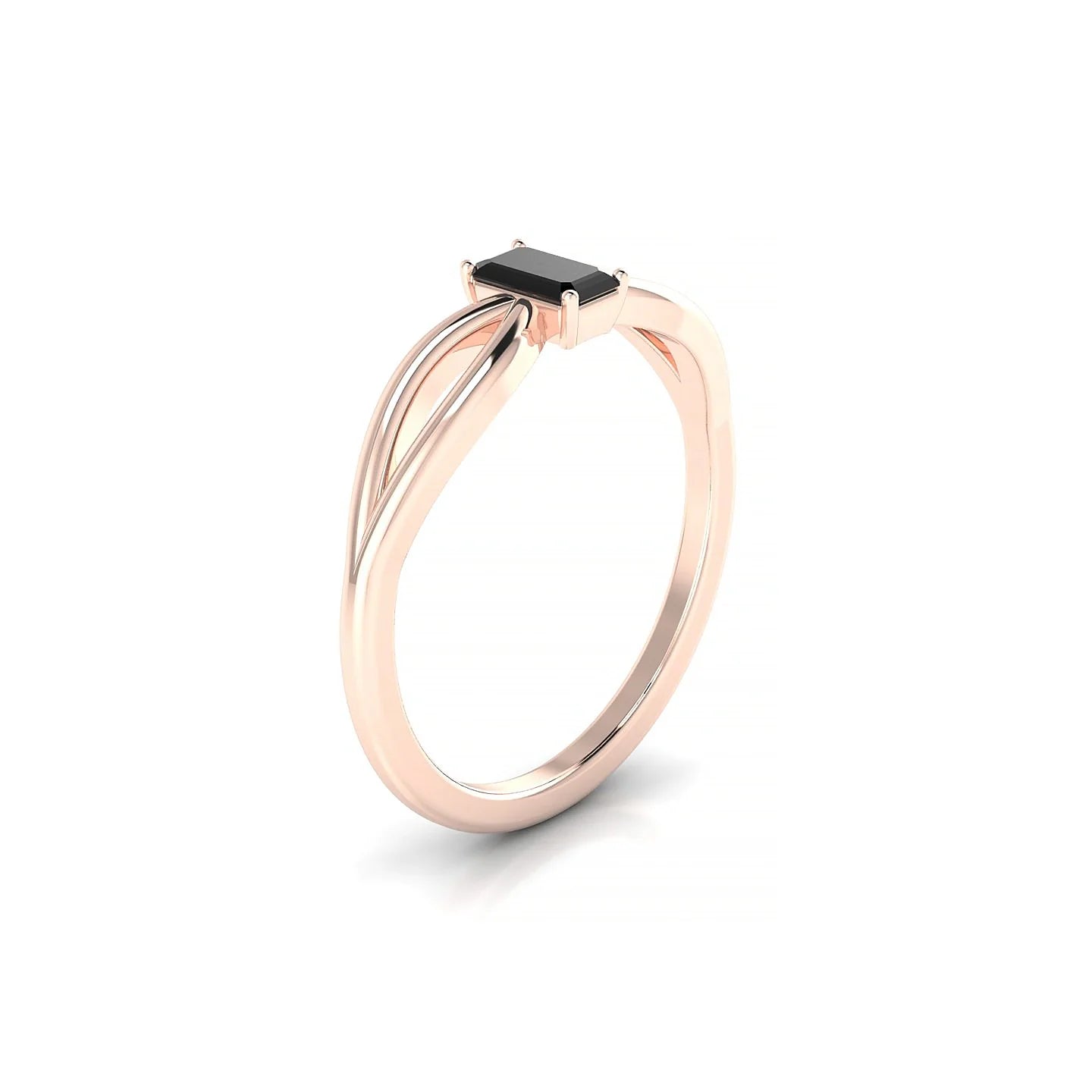 Interlude | 18k Rose Gold 5 x 3 mm Emerald Black Diamond Ring