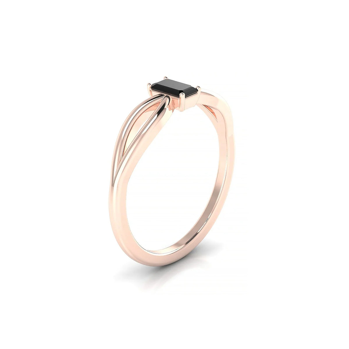 Interlude | 18k Rose Gold 5 x 3 mm Emerald Black Diamond Ring