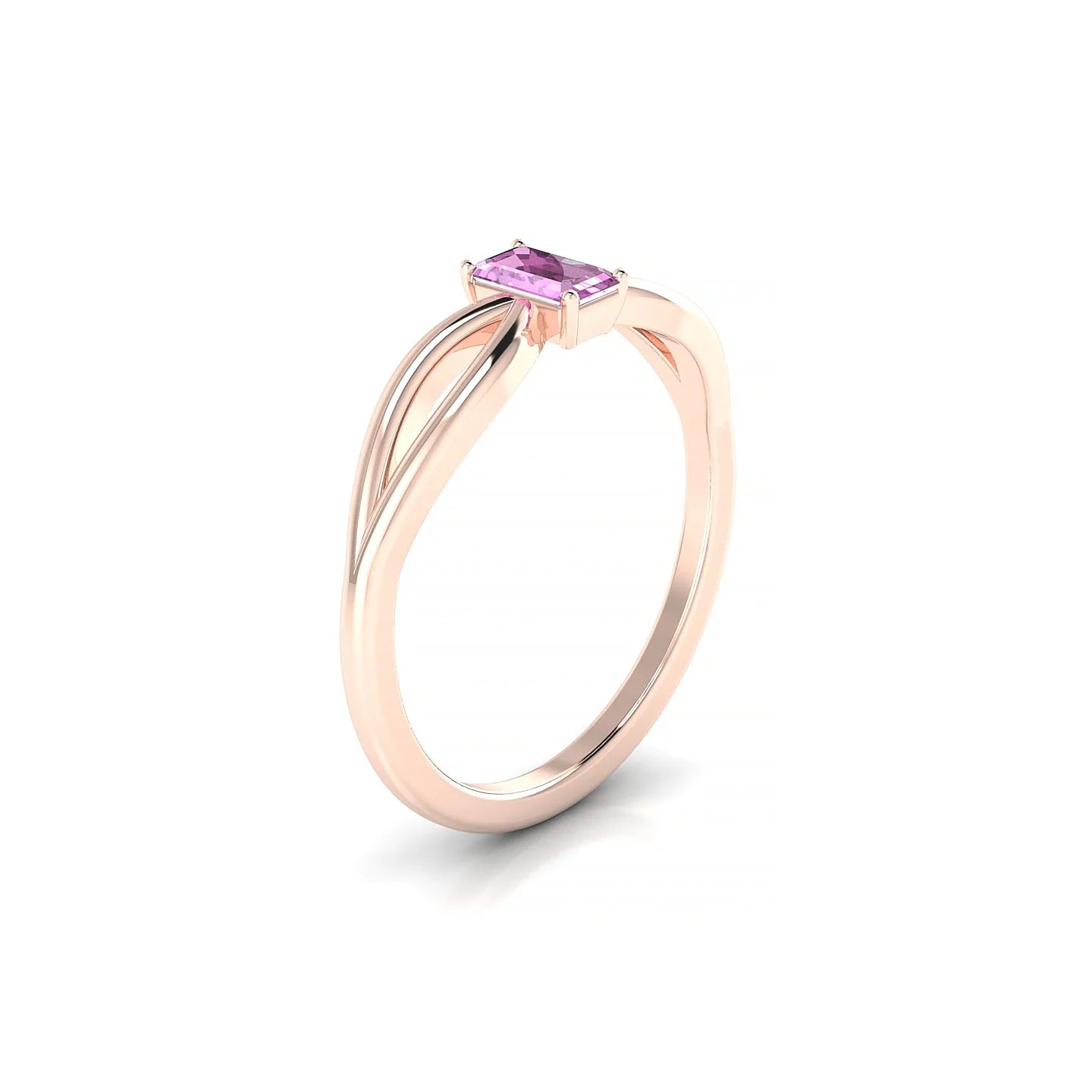 Interlude | 18k Rose Gold 5 x 3 mm Emerald Pink Sapphire Ring