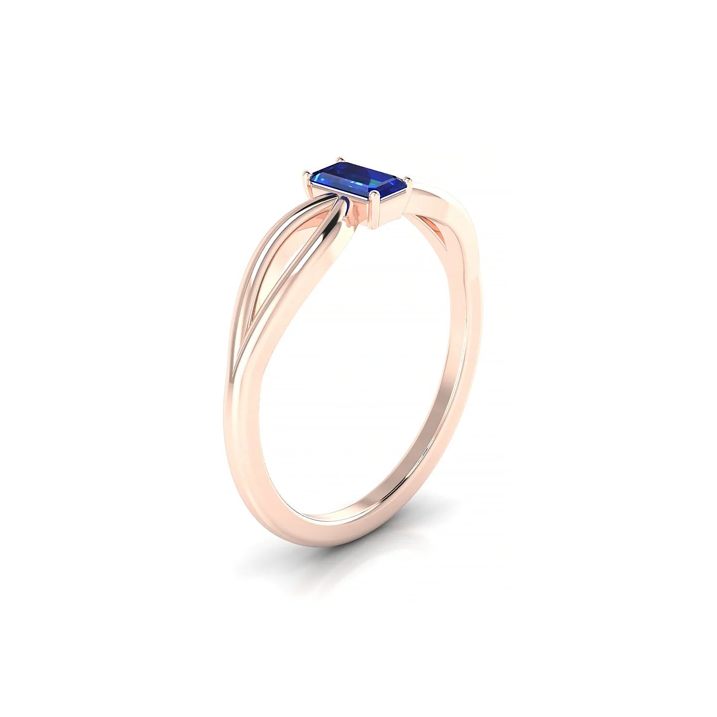 Interlude | 18k Rose Gold 5 x 3 mm Emerald Sapphire Ring