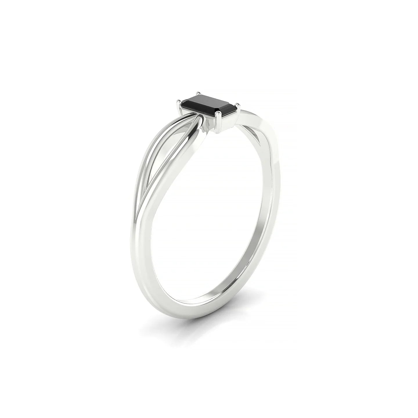 Interlude | 18k White Gold 5 x 3 mm Emerald Black Diamond Ring