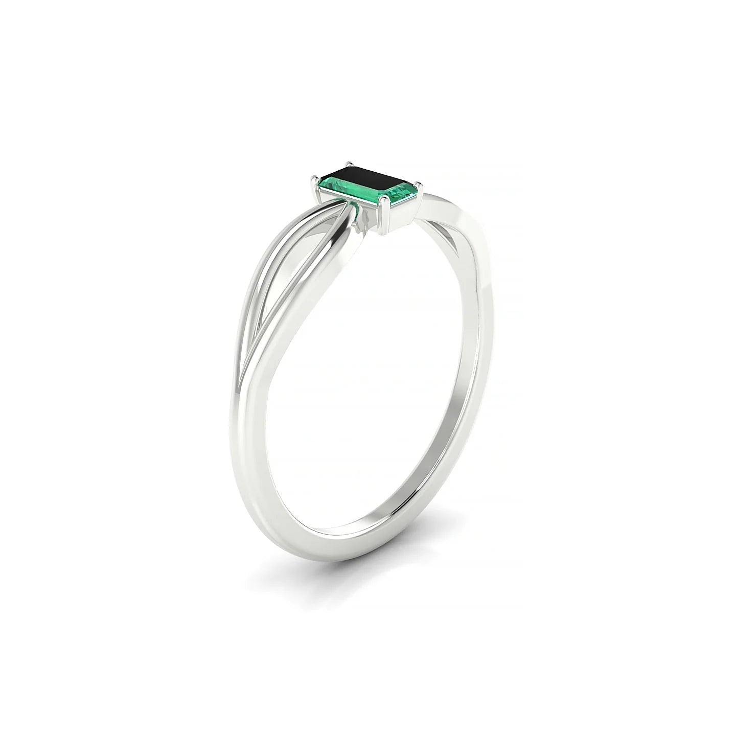 Interlude | 18k White Gold 5 x 3 mm Emerald Emerald Ring