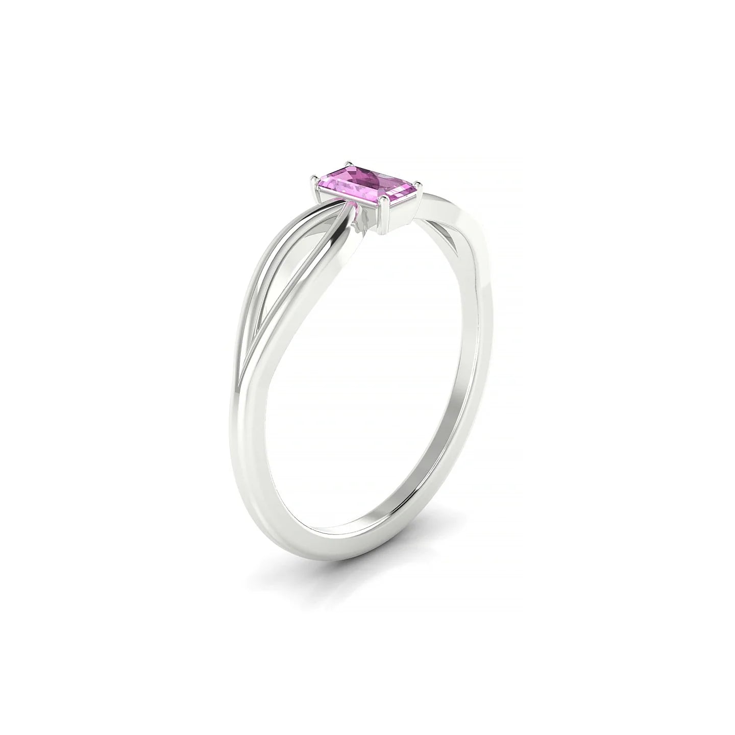 Interlude | 18k White Gold 5 x 3 mm Emerald Pink Sapphire Ring