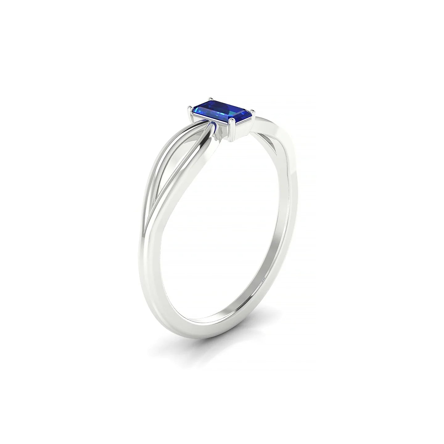 Interlude | 18k White Gold 5 x 3 mm Emerald Sapphire Ring