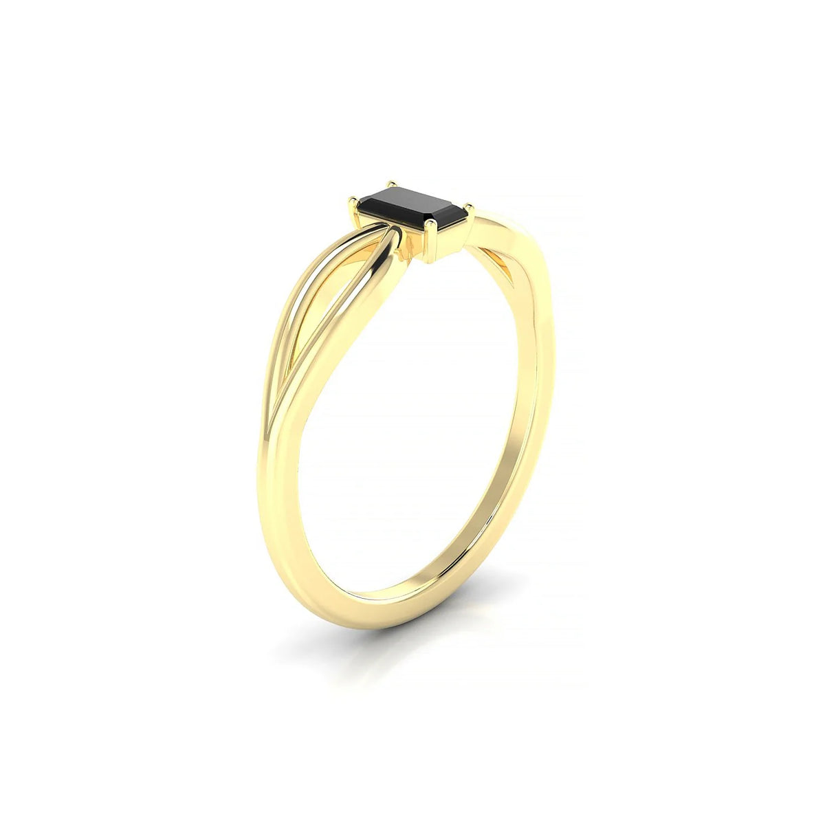 Interlude | 18k Yellow Gold 5 x 3 mm Emerald Black Diamond Ring