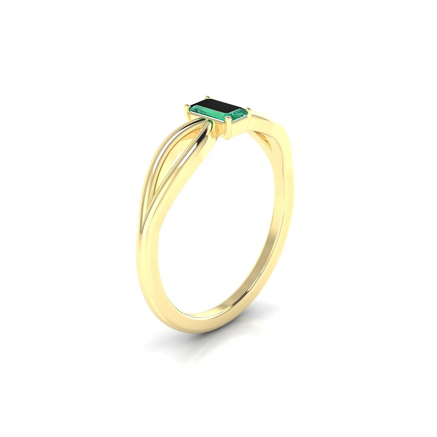 Interlude | 18k Yellow Gold 5 x 3 mm Emerald Emerald Ring