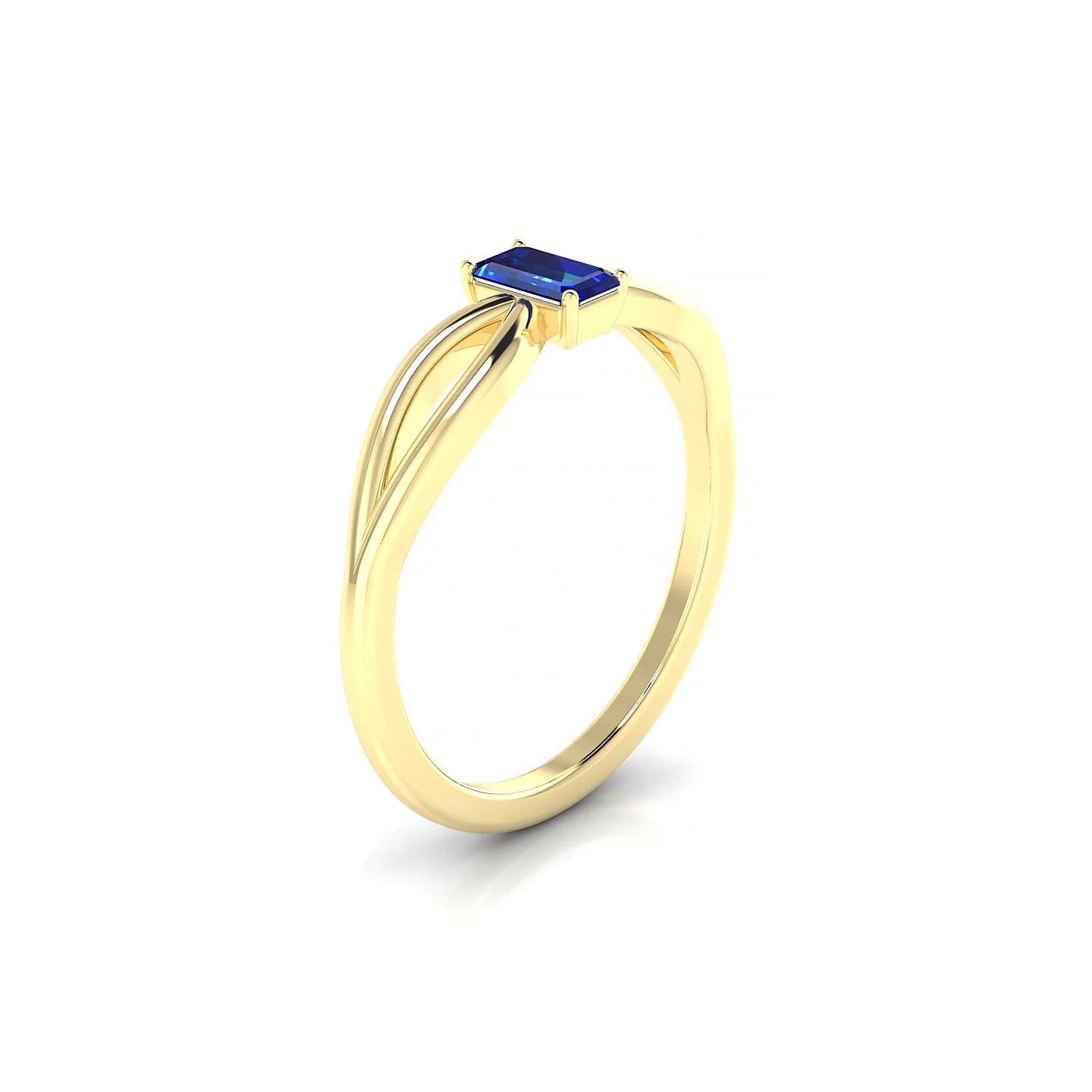Interlude | 18k Yellow Gold 5 x 3 mm Emerald Sapphire Ring