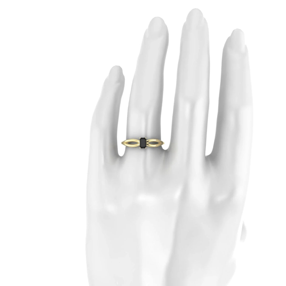 Interlude | 18k Yellow Gold 5 x 3 mm Emerald Black Diamond Ring