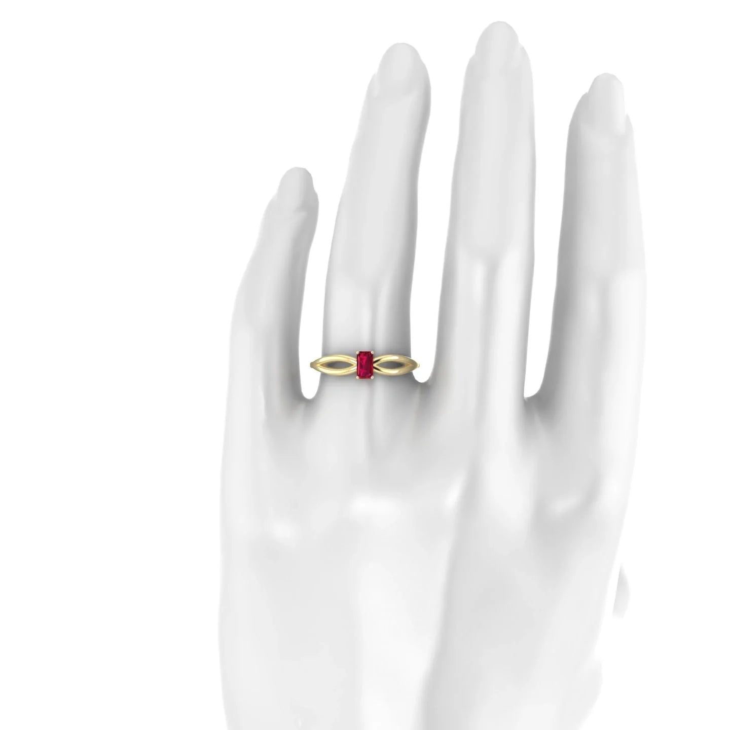 Interlude | 18k Yellow Gold 5 x 3 mm Emerald Ruby Ring