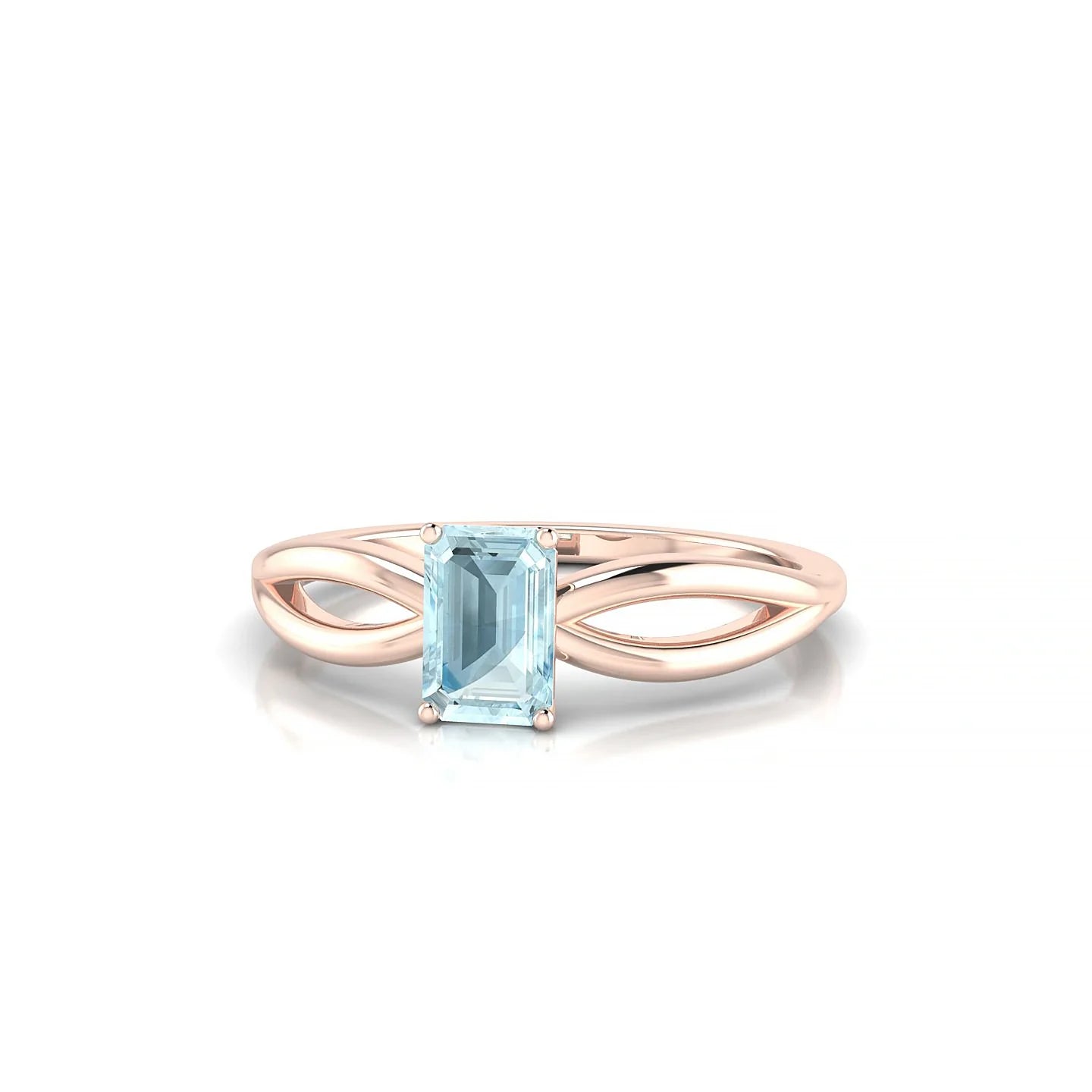 Interlude | 18k Rose Gold 6 x 4 mm Emerald Aquamarine Ring