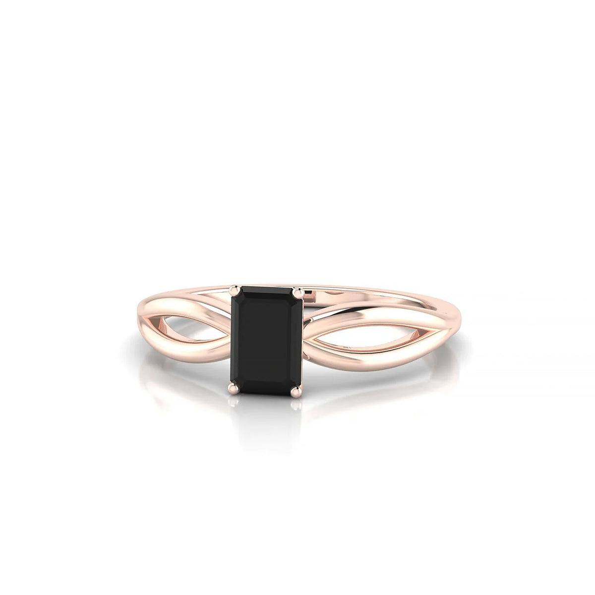 Interlude | 18k Rose Gold 6 x 4 mm Emerald Black Diamond Ring