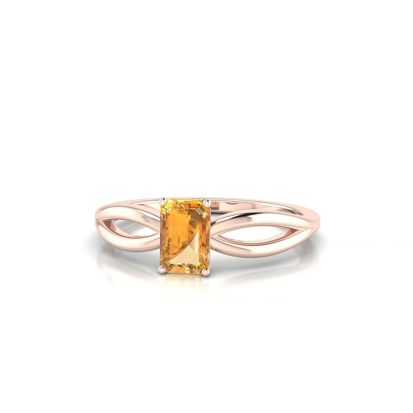 Interlude | 18k Rose Gold 6 x 4 mm Emerald Citrine Ring