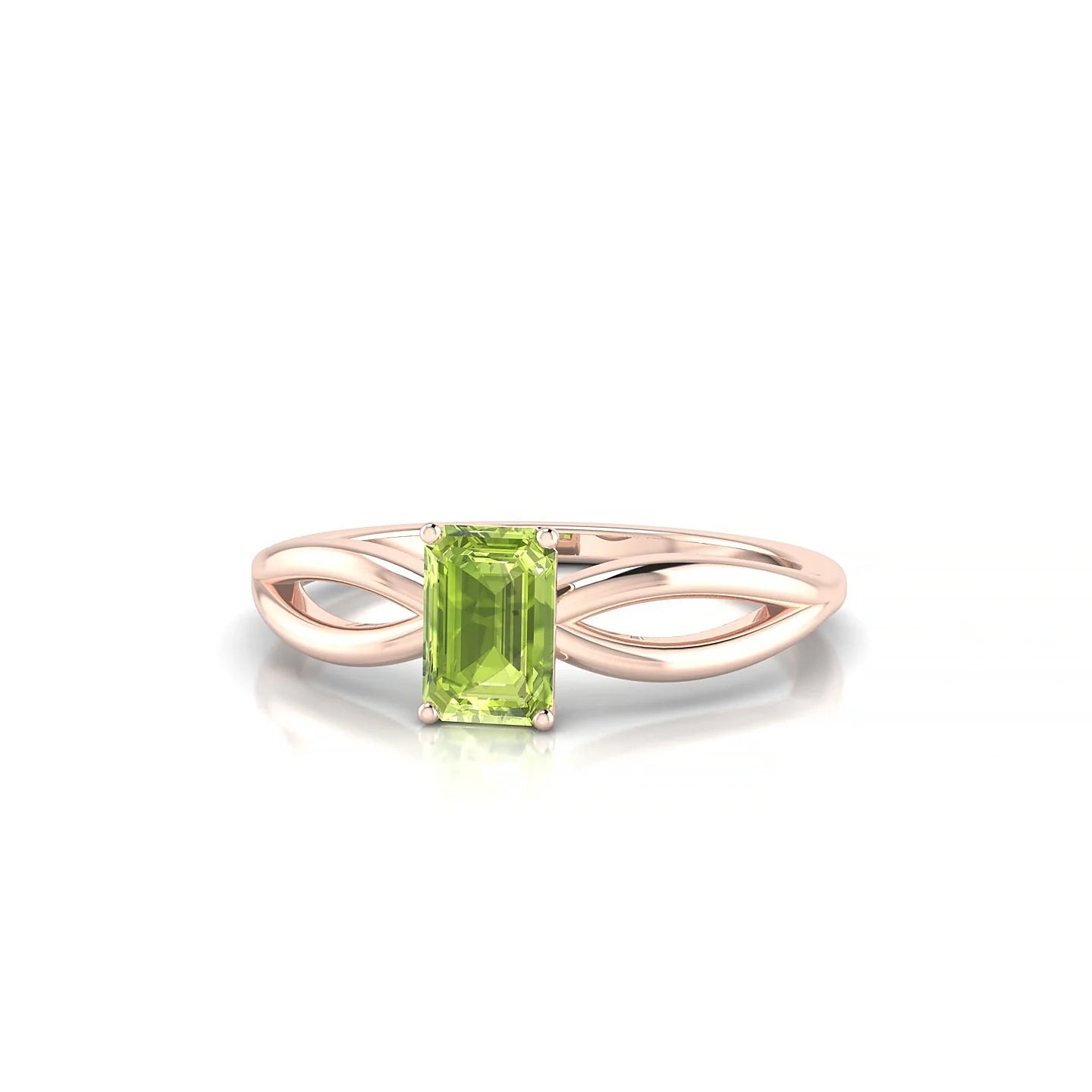 Interlude | 18k Rose Gold 6 x 4 mm Emerald Peridot Ring