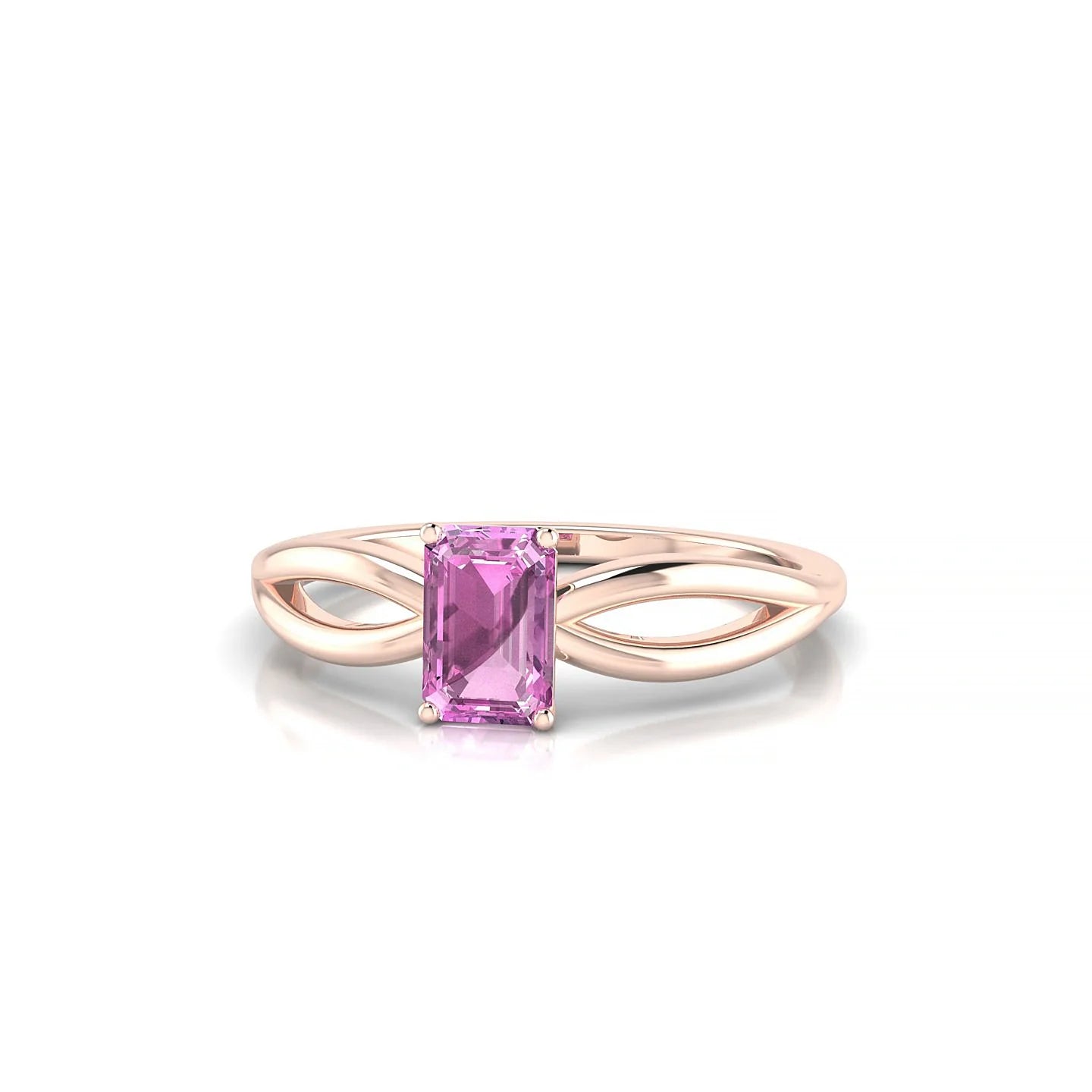 Interlude | 18k Rose Gold 6 x 4 mm Emerald Pink Sapphire Ring