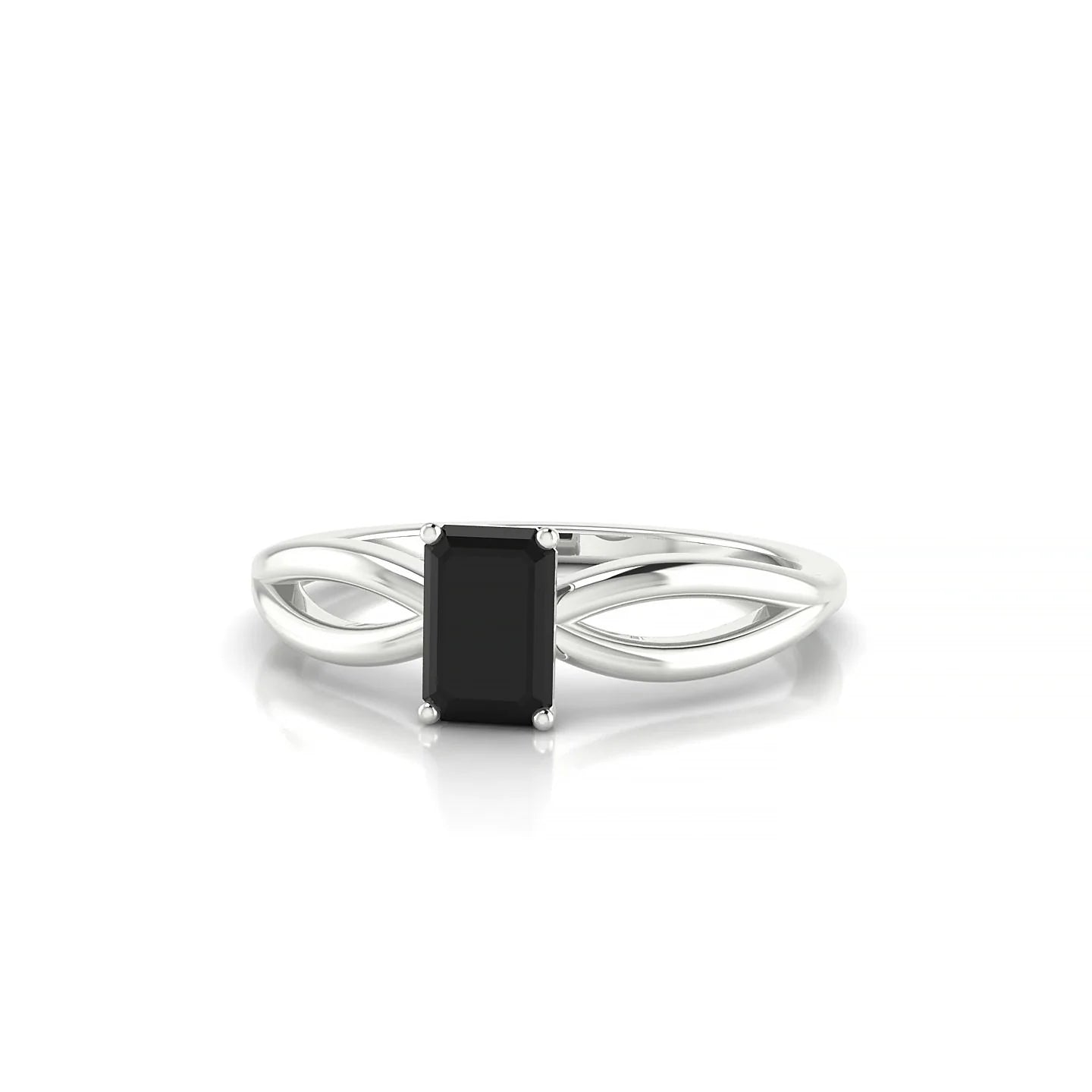 Interlude | 18k White Gold 6 x 4 mm Emerald Black Diamond Ring