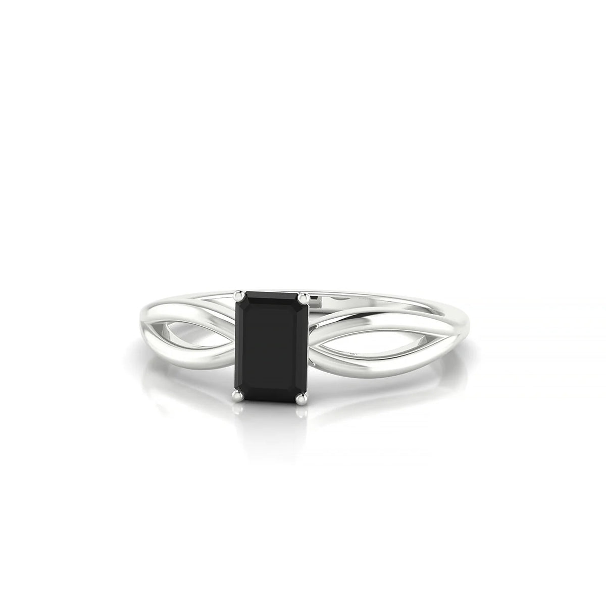 Interlude | 18k White Gold 6 x 4 mm Emerald Black Diamond Ring
