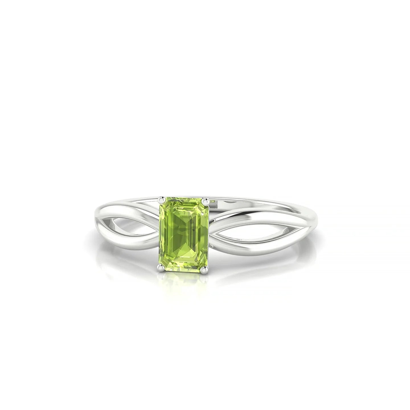 Interlude | 18k White Gold 6 x 4 mm Emerald Peridot Ring
