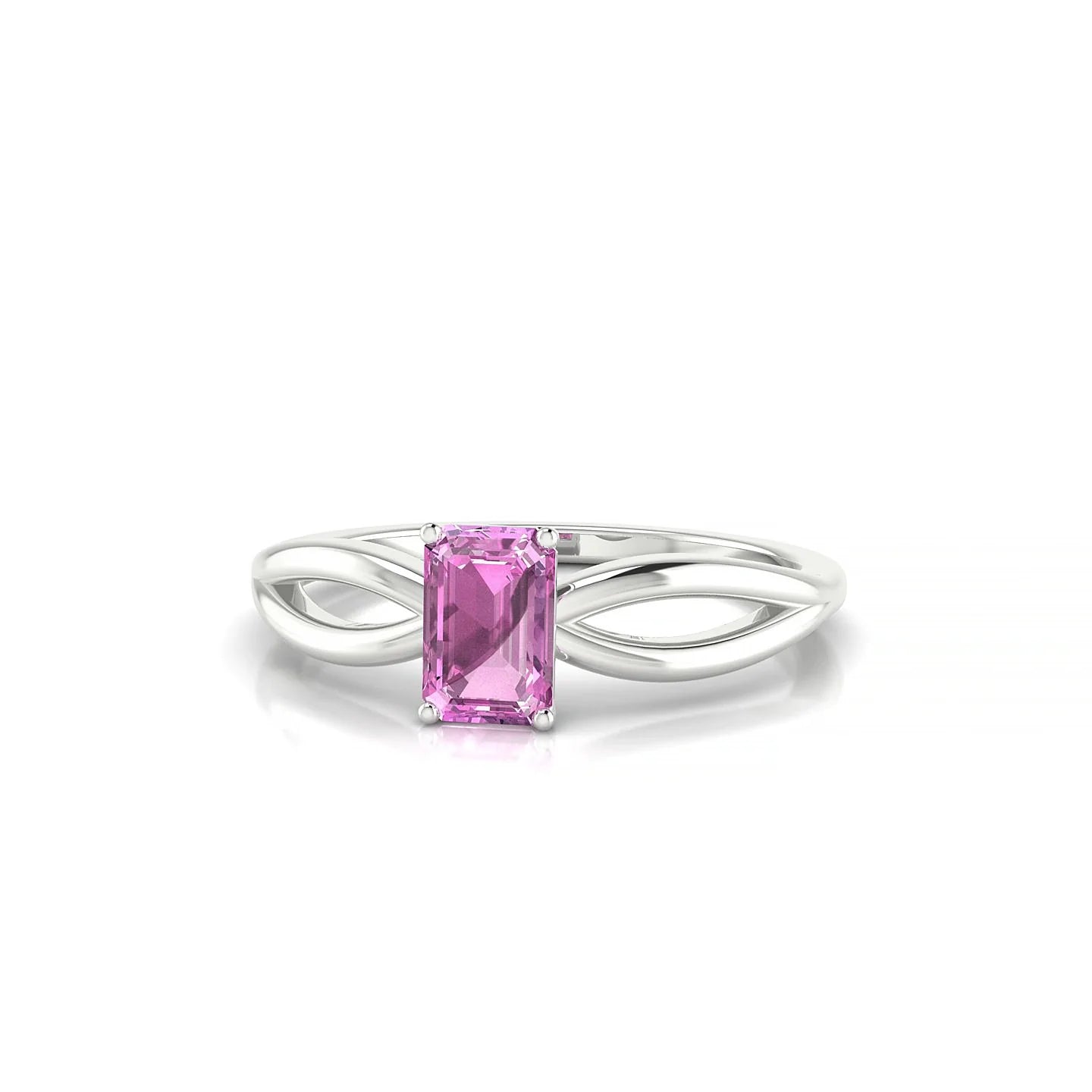 Interlude | 18k White Gold 6 x 4 mm Emerald Pink Sapphire Ring