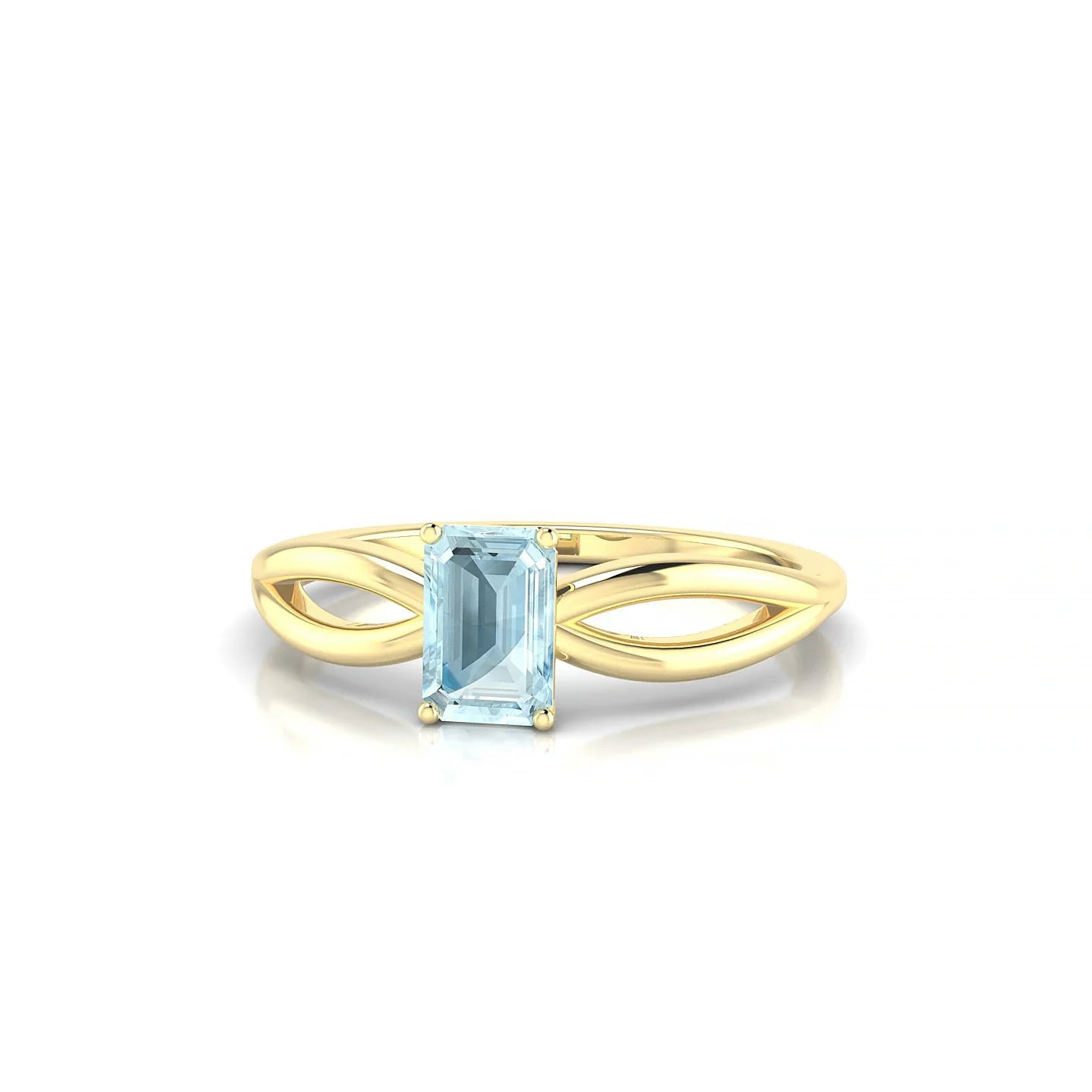 Interlude | 18k Yellow Gold 6 x 4 mm Emerald Aquamarine Ring