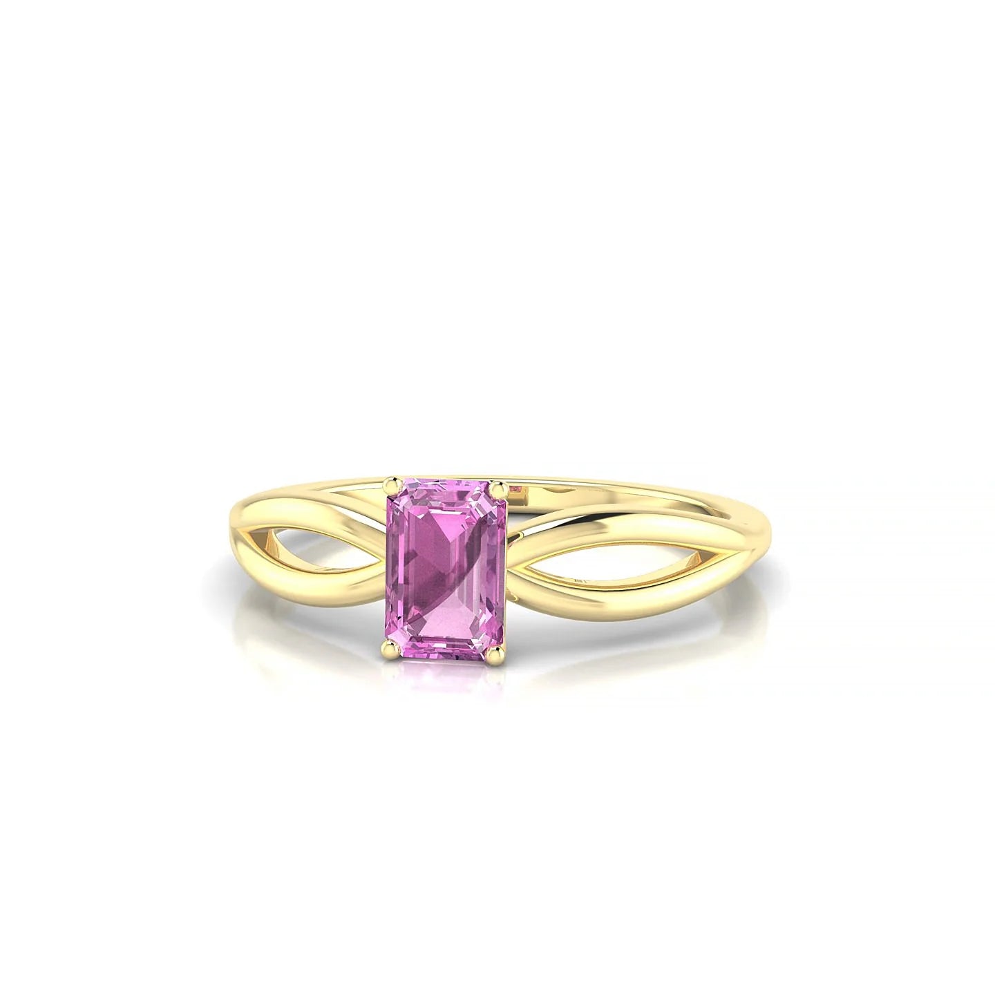 Interlude | 18k Yellow Gold 6 x 4 mm Emerald Pink Sapphire Ring