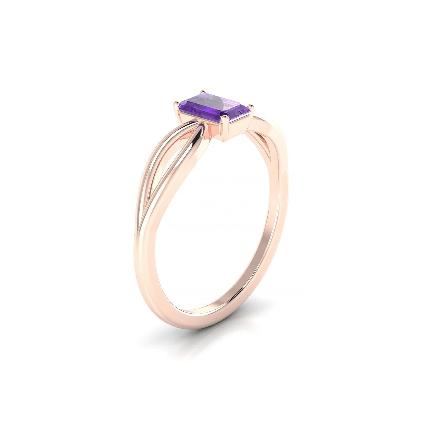 Interlude | 18k Rose Gold 6 x 4 mm Emerald Amethyst Ring