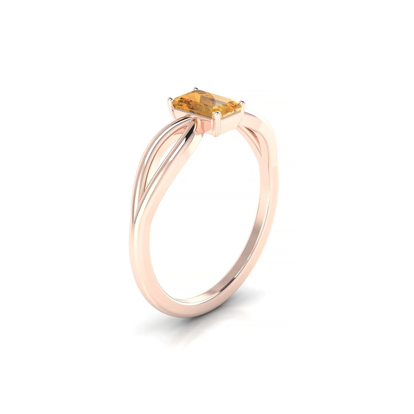 Interlude | 18k Rose Gold 6 x 4 mm Emerald Citrine Ring
