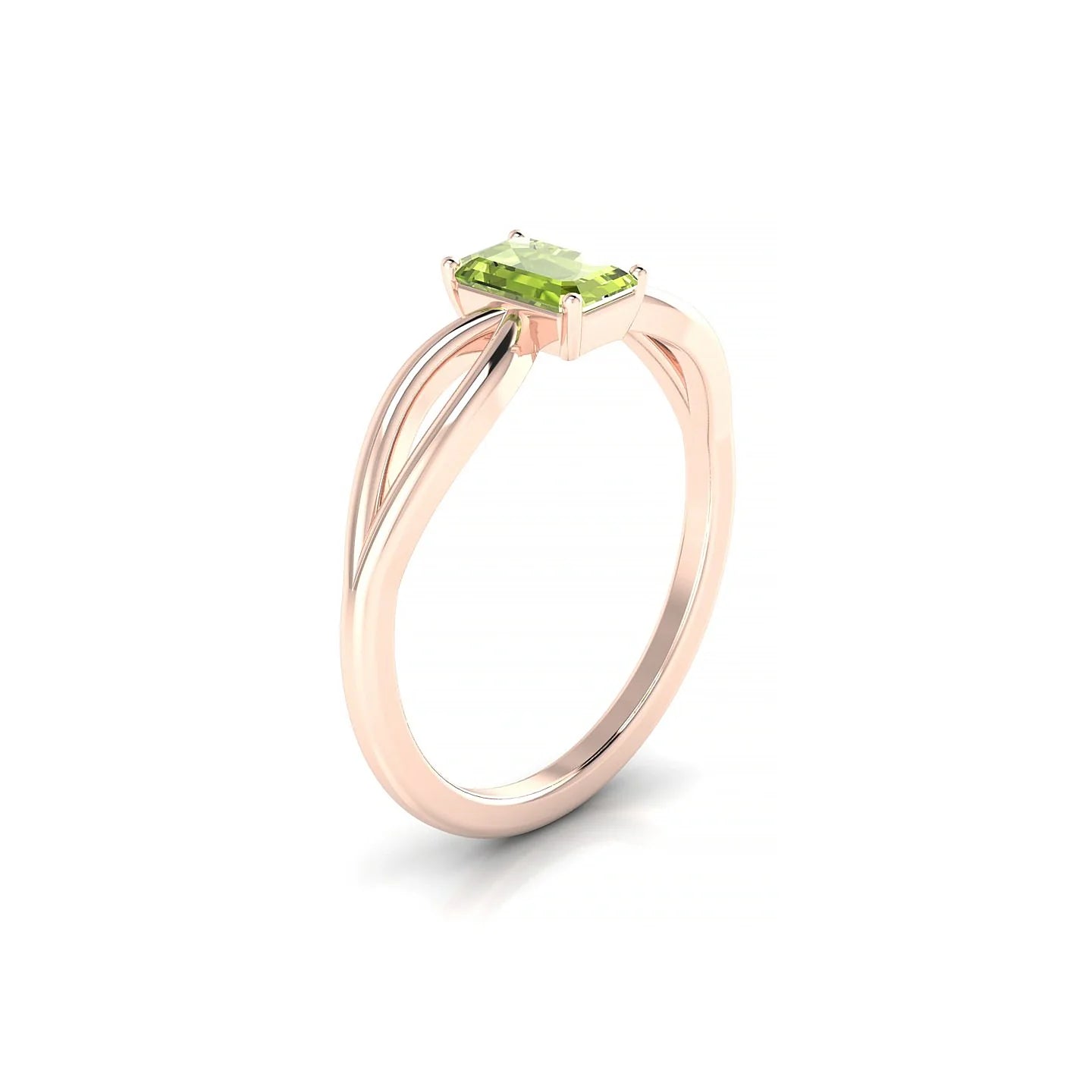 Interlude | 18k Rose Gold 6 x 4 mm Emerald Peridot Ring