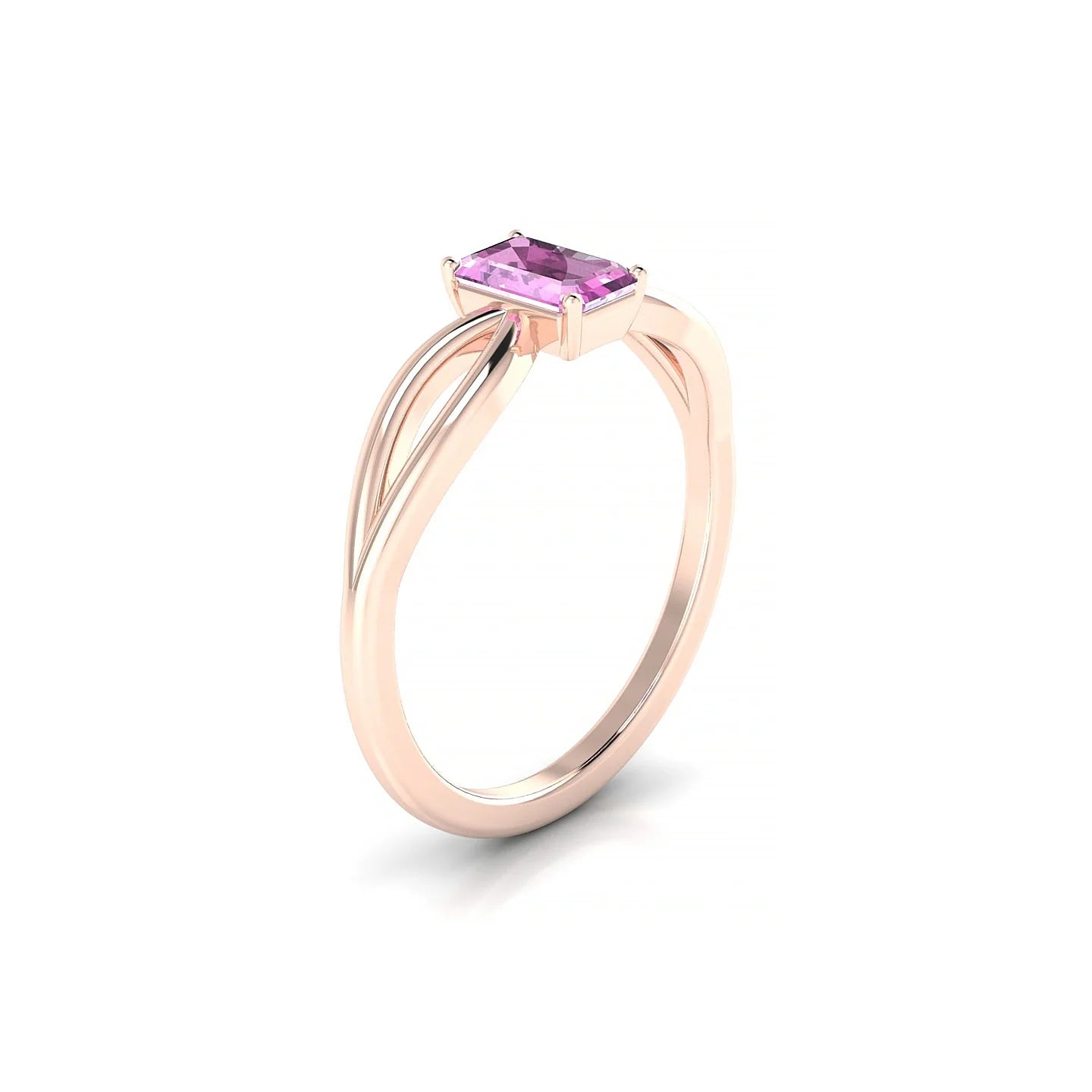 Interlude | 18k Rose Gold 6 x 4 mm Emerald Pink Sapphire Ring