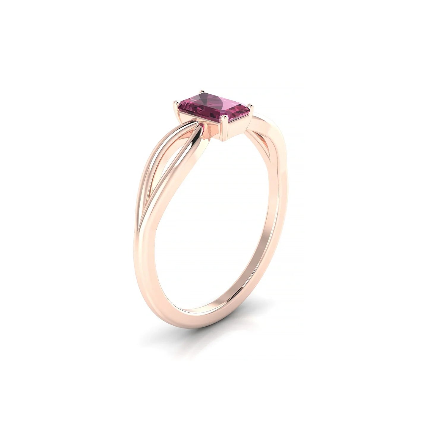 Interlude | 18k Rose Gold 6 x 4 mm Emerald Rhodolite Ring