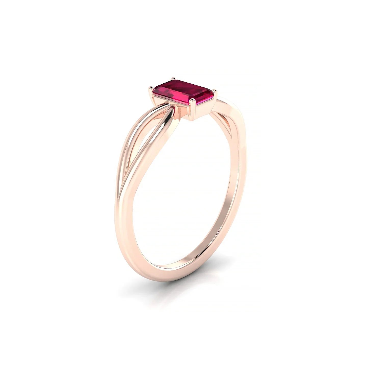 Interlude | 18k Rose Gold 6 x 4 mm Emerald Ruby Ring