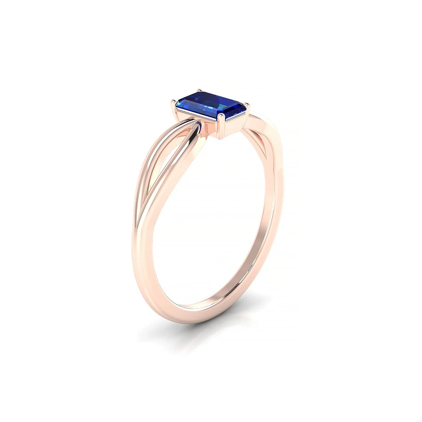 Interlude | 18k Rose Gold 6 x 4 mm Emerald Sapphire Ring