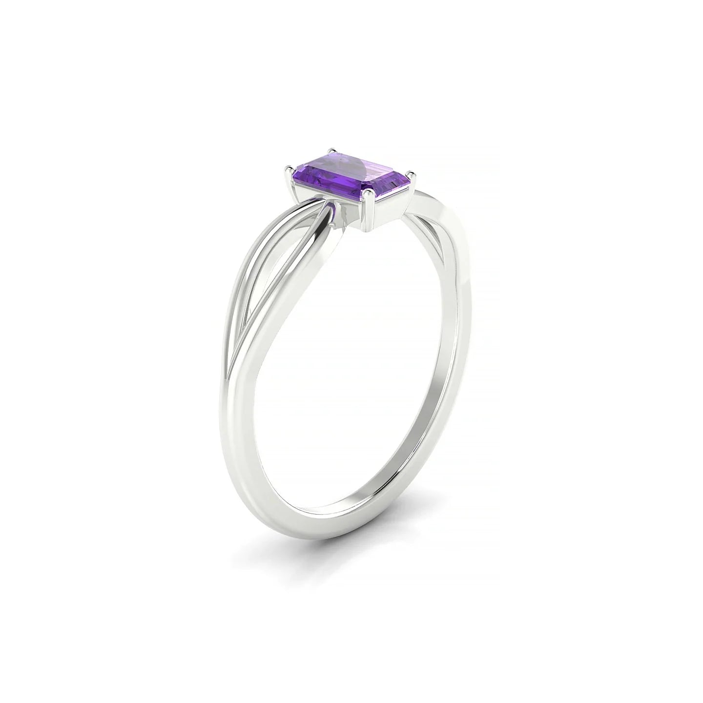 Interlude | 18k White Gold 6 x 4 mm Emerald Amethyst Ring