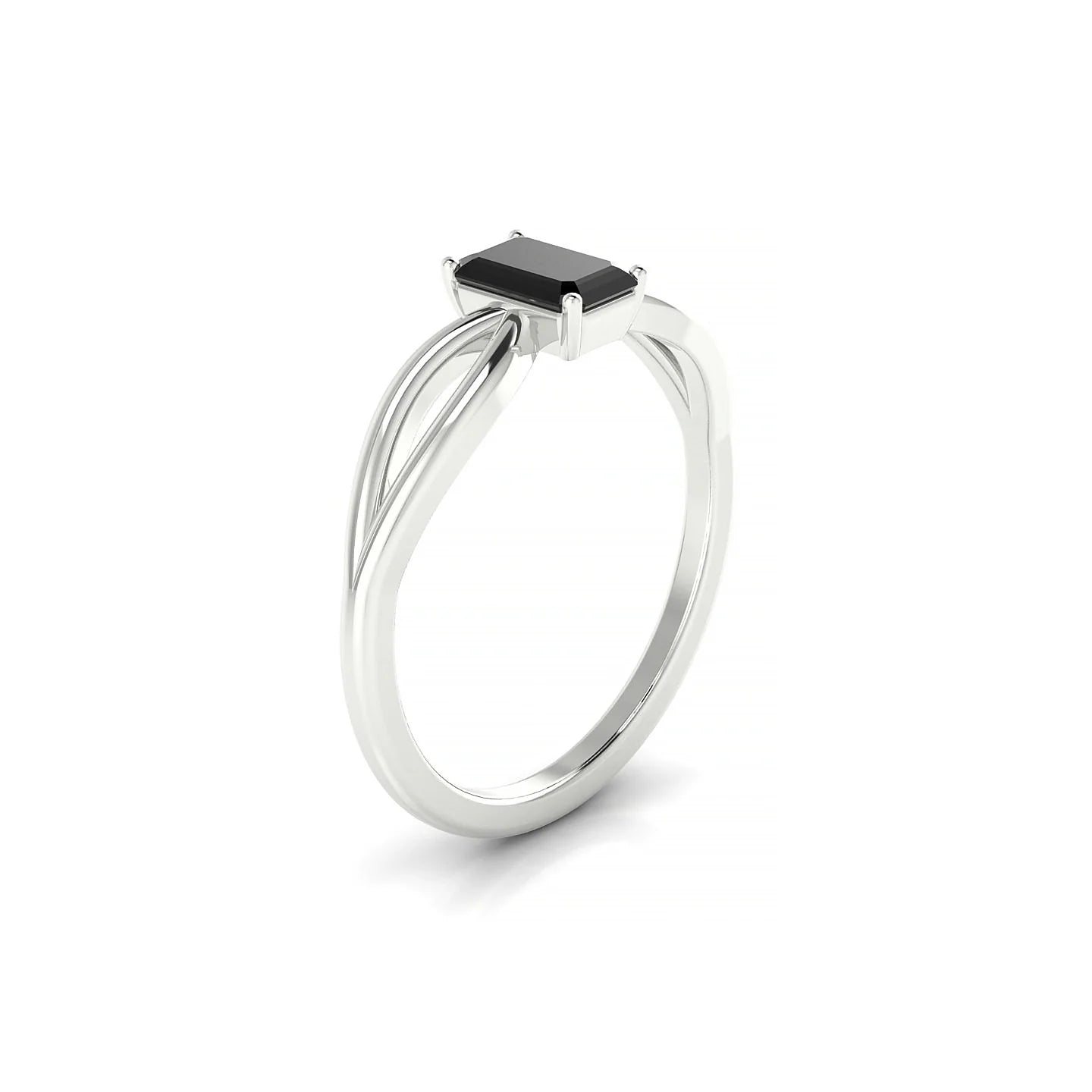 Interlude | 18k White Gold 6 x 4 mm Emerald Black Diamond Ring