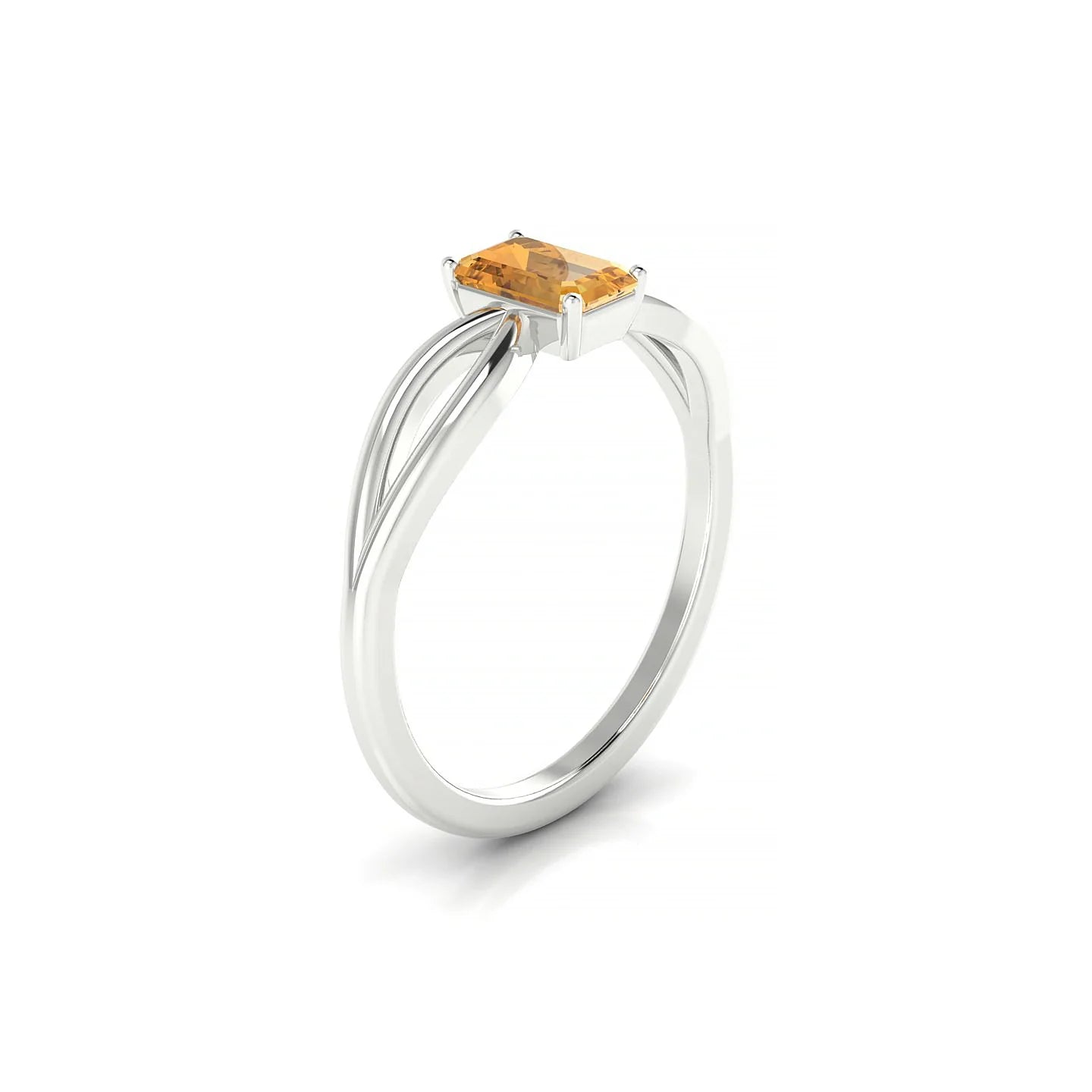 Interlude | 18k White Gold 6 x 4 mm Emerald Citrine Ring